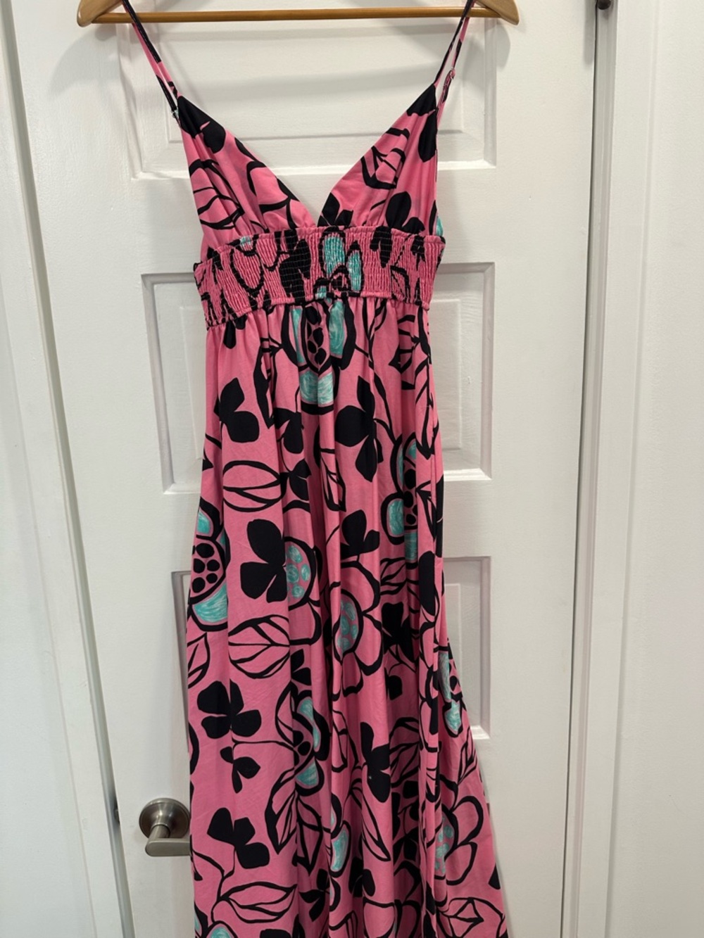 Zara Pink Dress with Black and Teal Floral Print
